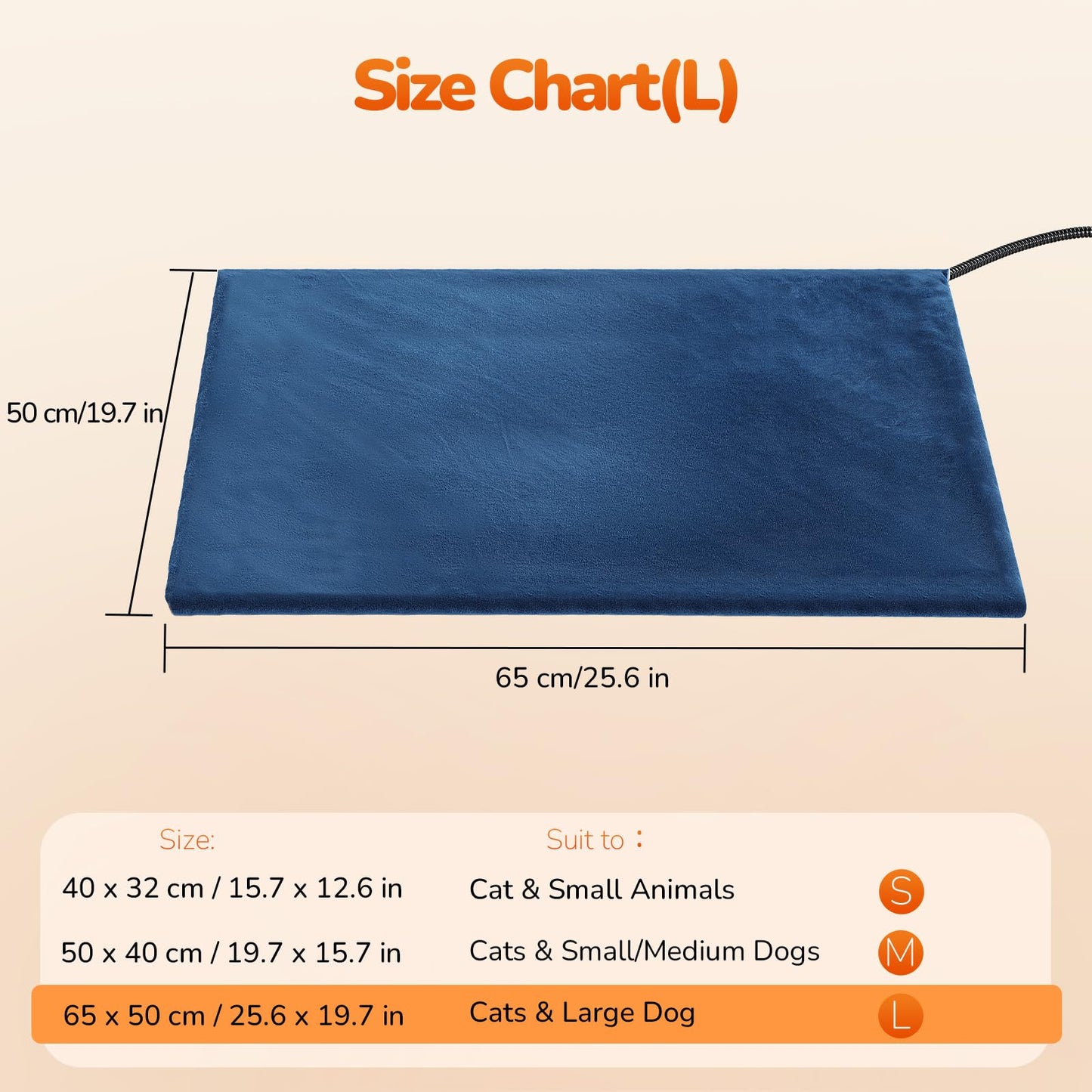 Pecute Cat Heating Pad Indoor, 6 Adjustable Temperature with Timer, Dog Heating Pad with Dual-Resistant Cable, Waterproof Layer, Heated Cat Bed Mat Blanket, Electric Pet Heated Pads for Cats Dogs