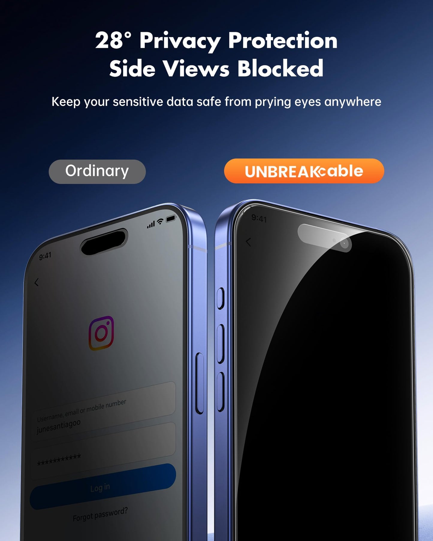UNBREAKcable Privacy Screen Protector for iPhone 14/ iPhone 13/13 Pro, Tempered Glass [True 28°Anti Spy] [9H Hardness] [Case Friendly] Private Protector for iPhone 6.1" - 2 Pack