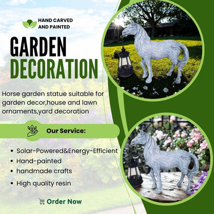Horse Garden Statue with Solar Lantern,Garden Outdoor Horse Figurines Decor for Farmhouse Patio Yard Lawn Home Gifts for Mom Grandma Wome Housewarming Christmas Birthday