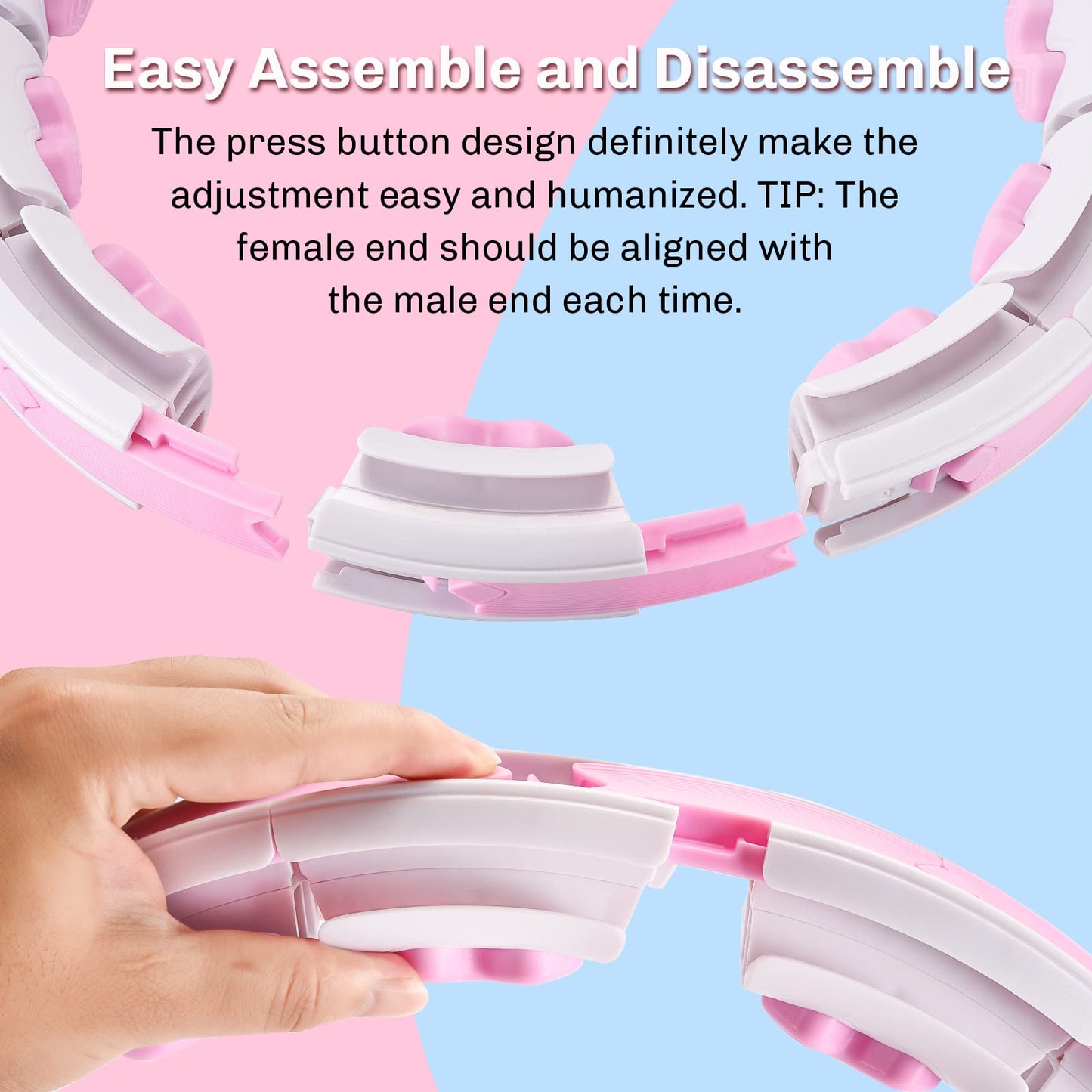 SURSPORT Smart Weighted Fitness Hoop, 3-in-1 Quick Weight Loss Fitness Massage Adjustable Weighted Hoops for Kids and Adults with Easy Detachable Knots, Gravity Ball