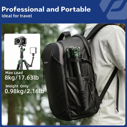 Fotopro 62" Carbon Fiber Travel Tripod, Lightweight Compact Camera Tripod with 360 Degree Ball Head, Detachable Monopod with Arca-Swiss QR Plate and Bag, Load up to 8KG/17.63lbs, Weighs only 2lb