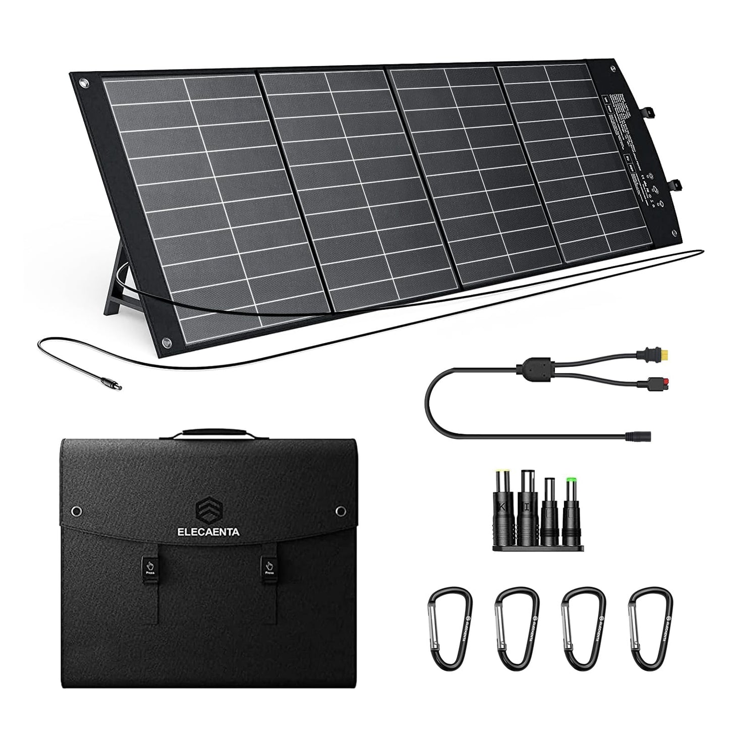 ELECAENTA 120W HPBC Portable Solar Panel for Jackery/EF Ecoflow/Bluetti/Anker Power Station, 25.4% Conversion, PD 60W USB C Fast Charging, Foldable Solar Charger for RV Camping Off Grid Blackout