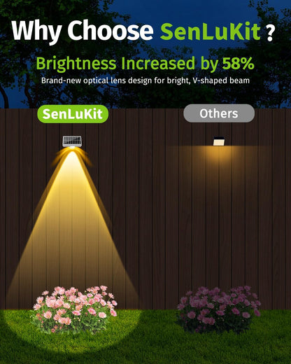 Solar Fence Lights Outdoor Waterproof High Brightness LED Spot Lens Deck Lights 7 Mode Warm & Cool White RGB Solar Powered Wall Lighting Decor for Outside Patio Step Backyard Railing - 8 Pack(White)