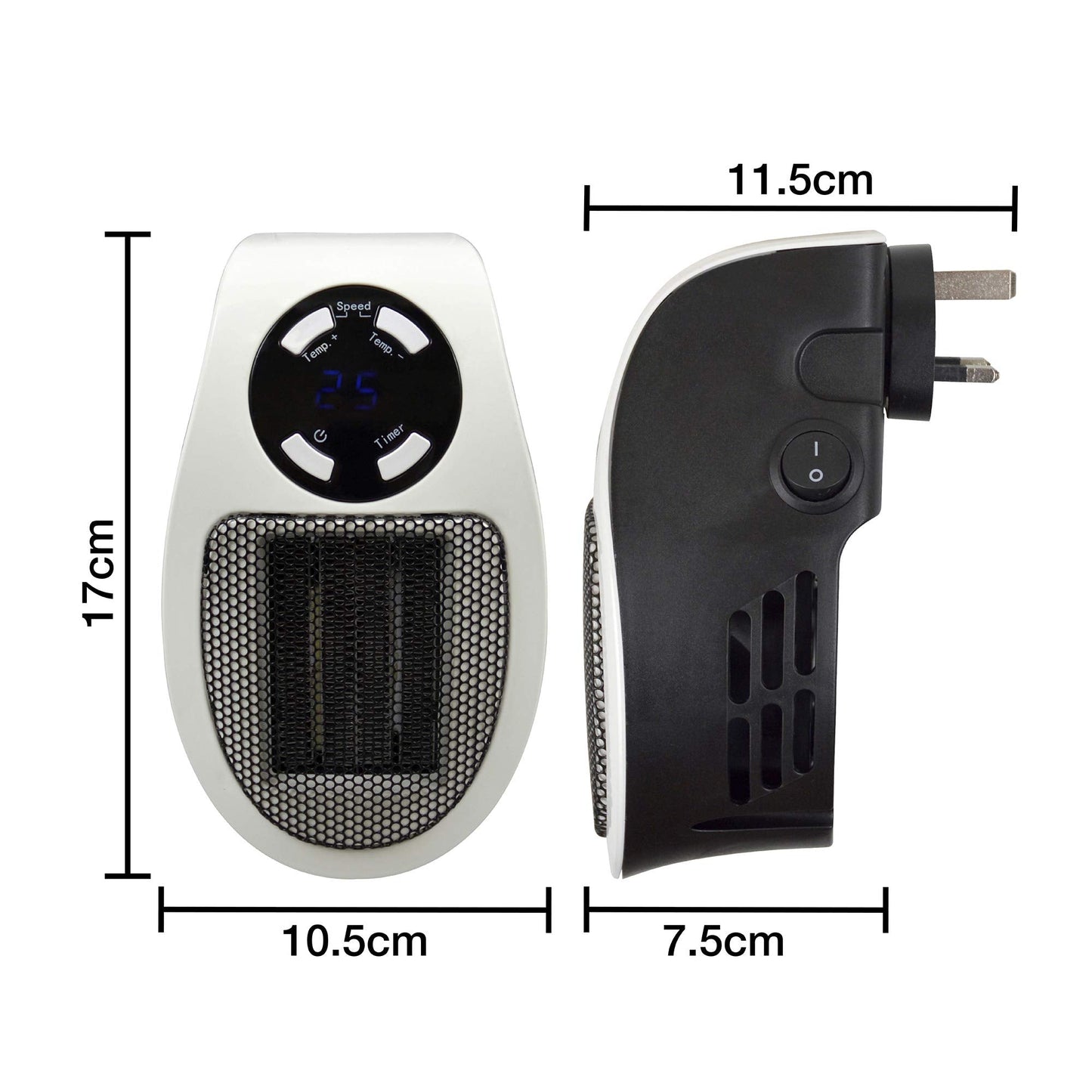 STAYWARM 500w Plugin Local (2m2) Power Heater / 2 Fan Speeds / 15 - 30C Temperature Control / 1-12 Hour Timer / Auto Shut Off - F2210WH