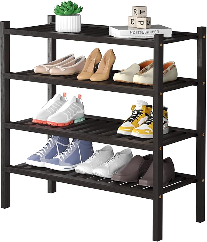 ROMGUAR CRAFT 4 Tier Bamboo Shoe Rack
