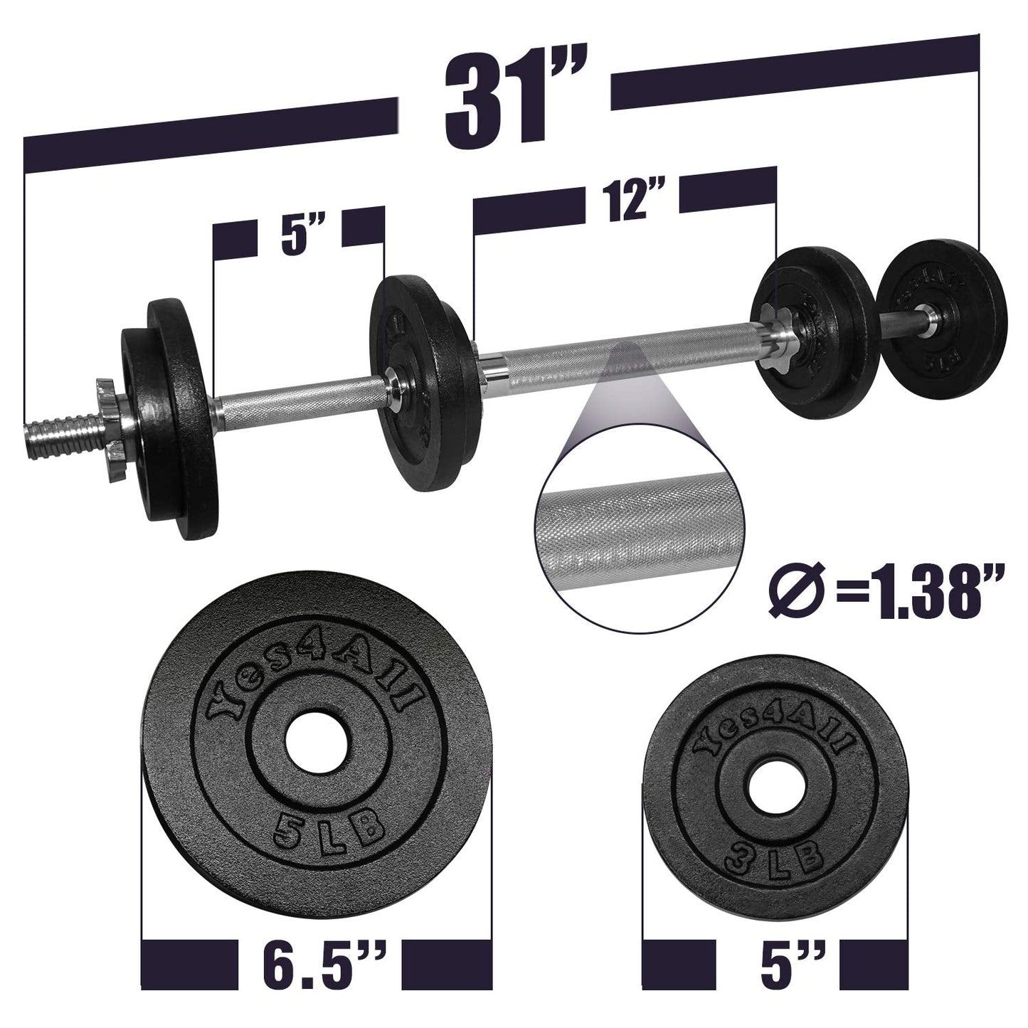 Yes4All Dumbbell Adjustable - 40lbs + Connector