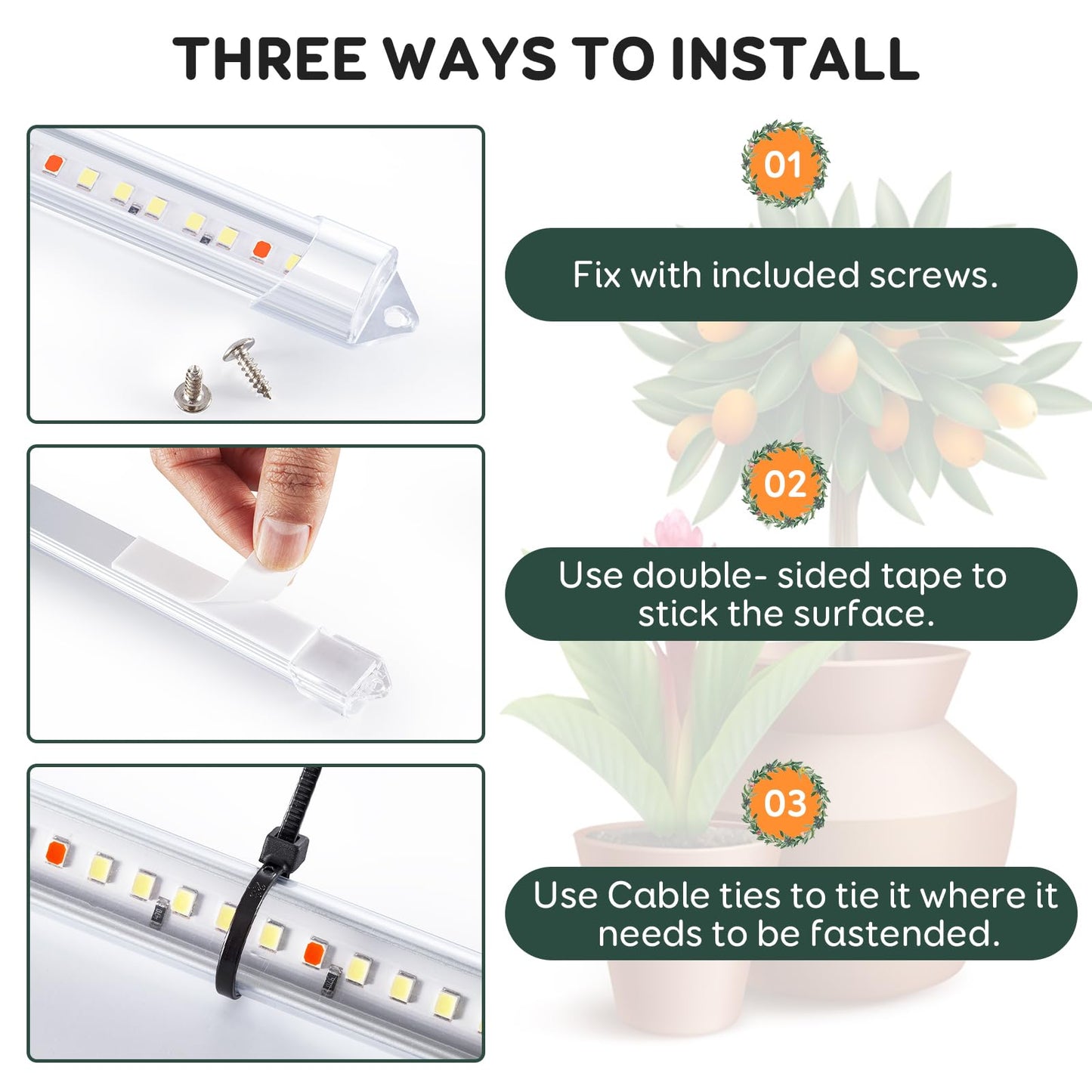SDOVUERC 16'' 6 Bars Grow Light Strips for Indoor Plants with Auto ON/Off Timer 6/12/18H, 5 Dimmable Levels for Shelves Plant Growing(Pack 1)