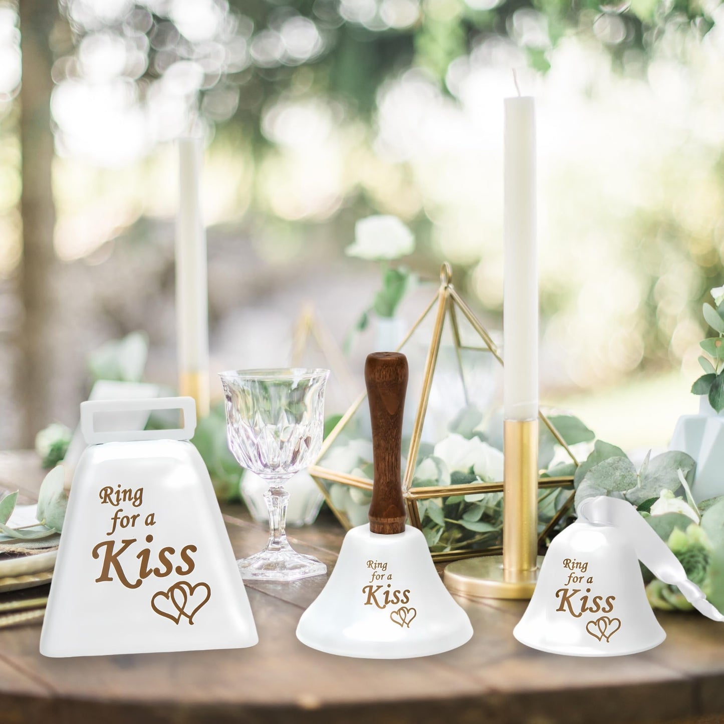 Bevin Bells Ring for a Kiss Wedding Bell | Loud Cowbell, Tea Bell or Ornamental Bells | Party Bell | Wedding Reception & Rehearsal Dinner Bells | Countertop Service Call Bell | Made in CT, USA