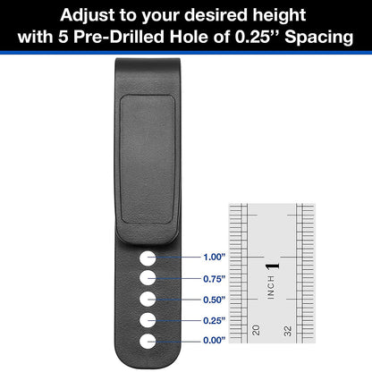 Universal Holster Clip – Fits 1.5" & 1.75" Belts – Tuckable IWB/OWB Belt Clip Hook for Kydex/Leather/Hybrid Holsters & Sheath – 5 Hole Adjustable Mounting – Includes Hardware