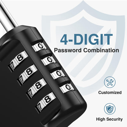 Puroma Combination Lock 10 Pack 4 Digit Waterproof Locker Locks Secure Outdoor Padlock for Gym Lockers, Toolboxes, Gates, Fences, Storage, Sports Locker, Cabinets (Black)