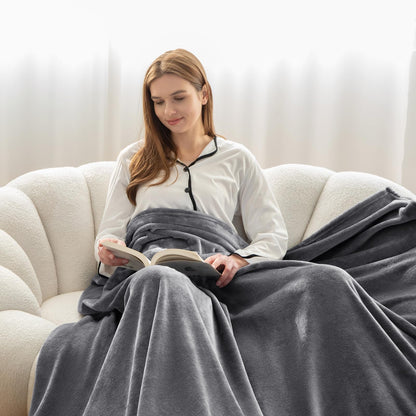 WAVVE Fleece Blanket Sofa Throw Grey 4ft x 5ft - Fluffy Soft Warm Versatile Blanket for Sofa/Couch/Bed Throw/Single Size Gray,130x150 cm