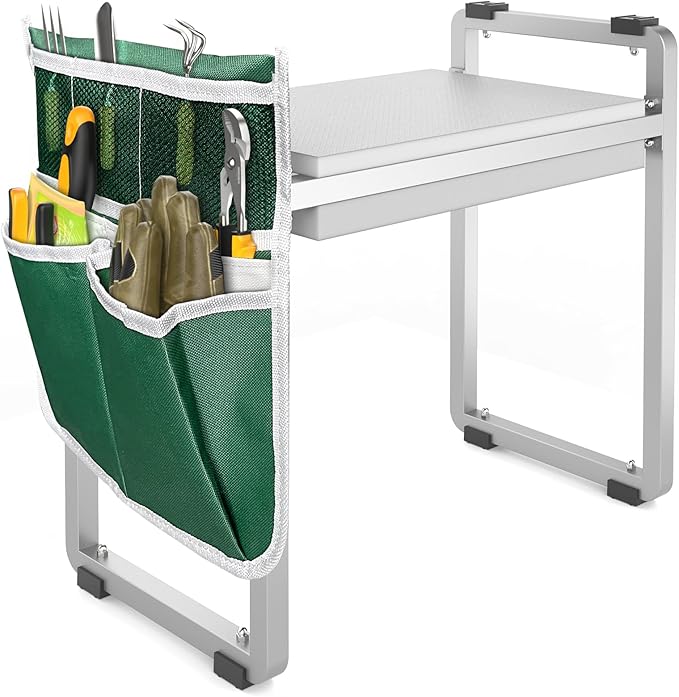FLINTER 10.2" Wider Garden Kneeler and Seat, Heavy Duty Thick Gardening Bench for Kneeling and Seat - Garden Kneelers for Seniors, Gardening Stools for Women, Grandparents, Gardeners, Gray