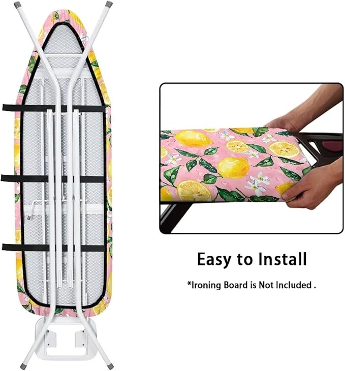 Lemon Ironing Board Cover, Elastic Edge, Heavy Duty Iron Pad Covers Standard