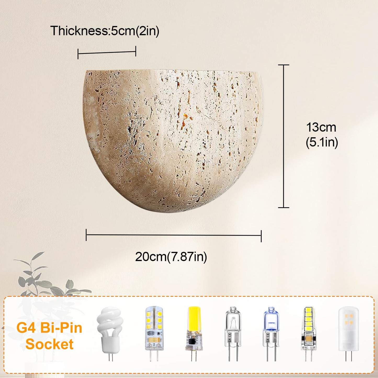 XYHAZCSM Modern Marble Yellow Travertine Wall Sconce LED G4 3000K Wall Lamp Semi Circle Natural Stone Shade Wall Light Japanese Style Wabi-Sabi Art Lighting Fixture For Farmhouse, Foyer, Entryway, Sta