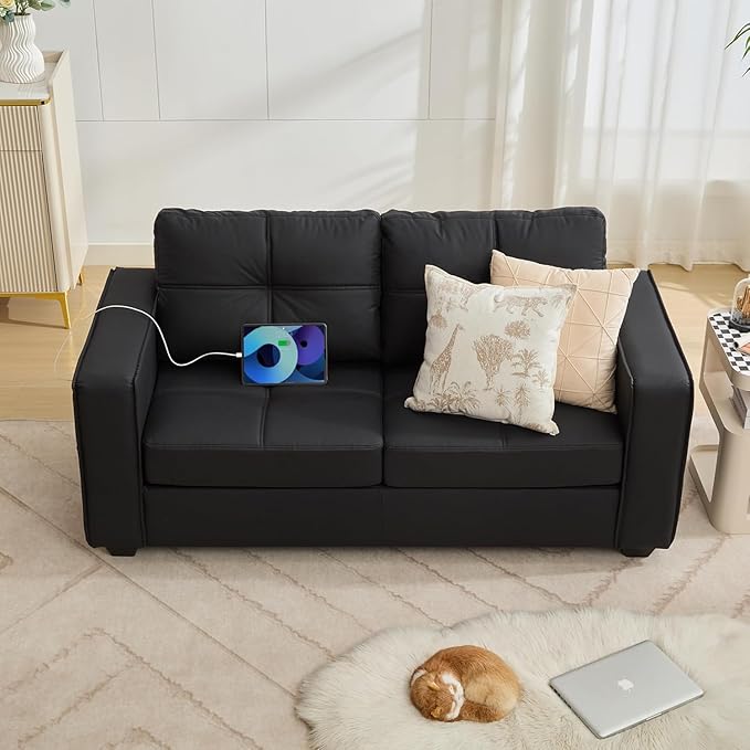 TYBOATLE 65" Faux Leather Loveseat