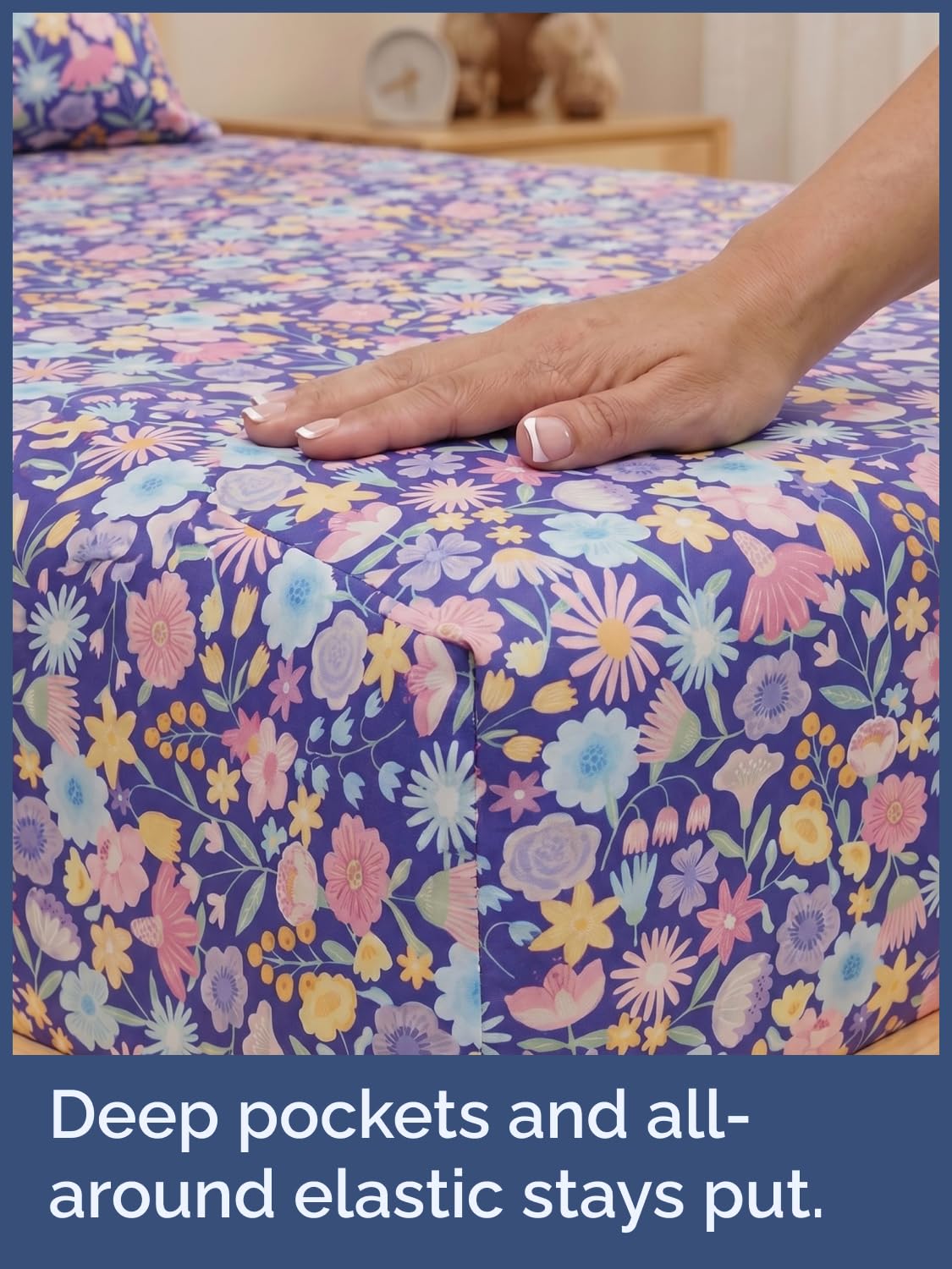 CGK Unlimited Kids Purple Meadow Queen 4 Piece Sheet Set - Boys, Girls, Teens, Toddler - Easy Fit Deep Pockets - Soft, Cooling & Breathable Sheets - Cute, Cozy, Fade & Wrinkle Free - Machine Washable