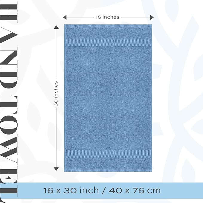 White Classic Luxury Light Blue Hand Towels