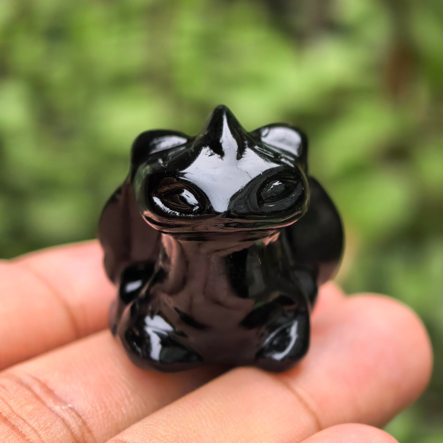 1 Inch Dragon Crystal Carving Cartoon Animal Figurine Stone Carved Room Home Decor Gift (2pieces Obsidian)