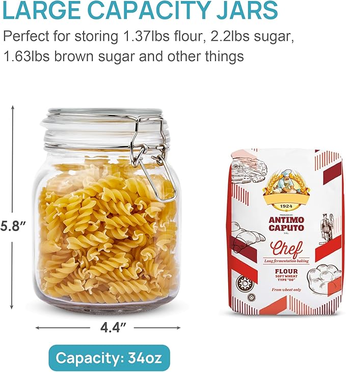 Vtopmart 34oz Glass Food Storage Jars