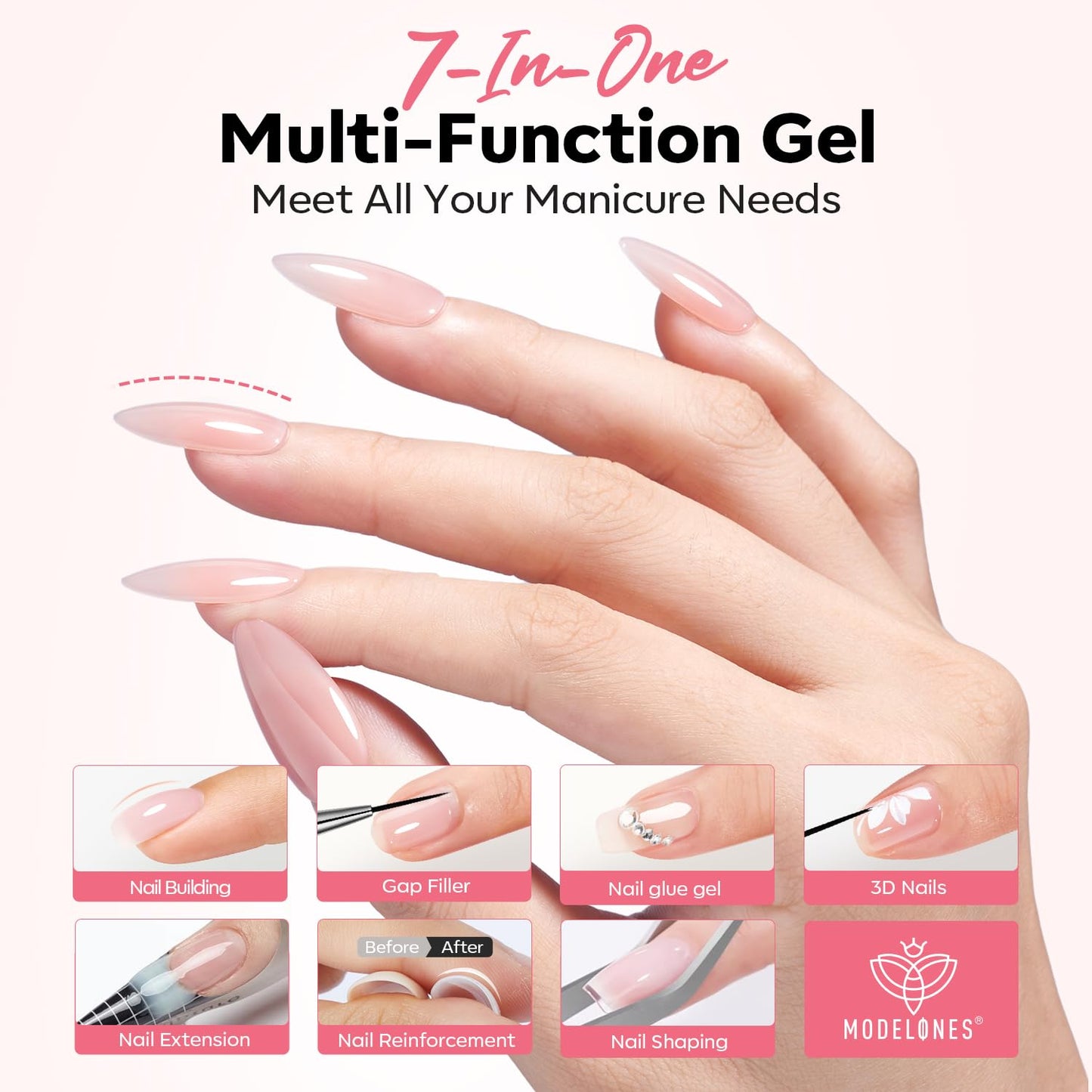 modelones 15 ml Nail Dehydrator and Primer, Acid Free Base Coat Natural Prep Dehydrate & Bond Primer Kit, Hema-Free Acrylic Nail Supplies