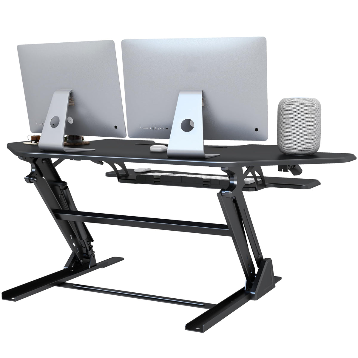 Lubvlook 47 inch Corner Standing Desk Converter, Height Adjustable Sit Stand Desk Riser, Black, GSD06T