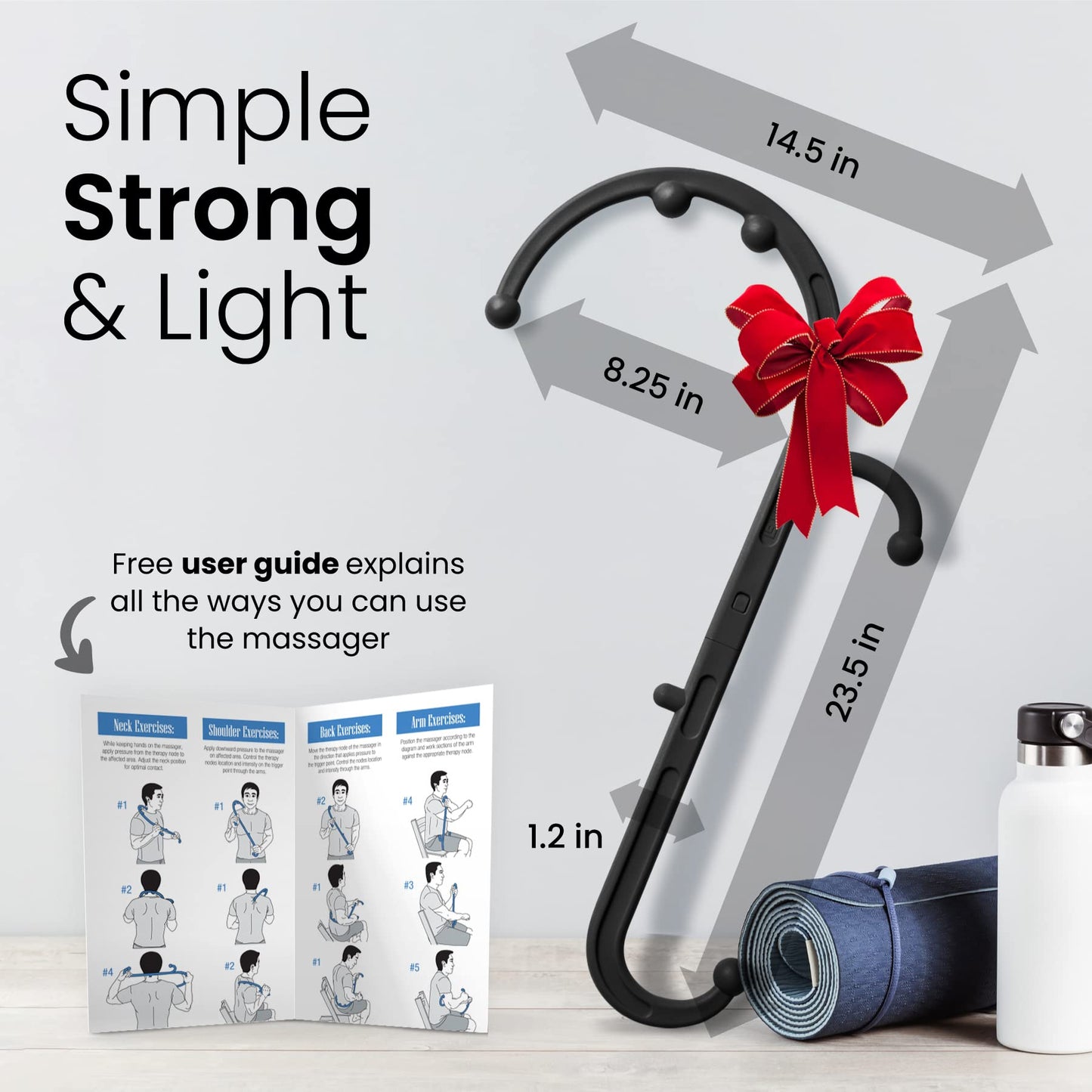 LiBa Back and Neck Massager - Trigger Point Massage Tools for Pain Relief and Manual Massage Hook Therapy Handheld Back Neck Shoulder Massager Black - Gift for Women & Men