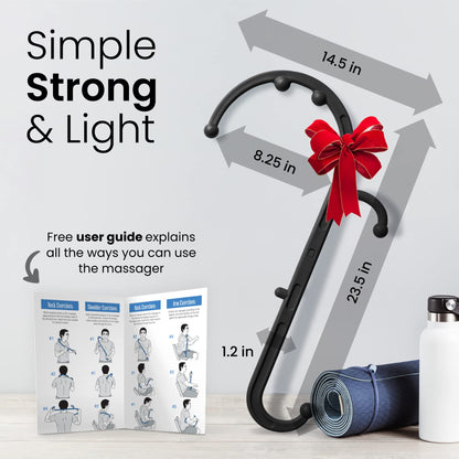 LiBa Back and Neck Massager - Trigger Point Massage Tools for Pain Relief and Manual Massage Hook Therapy Handheld Back Neck Shoulder Massager Black - Gift for Women & Men