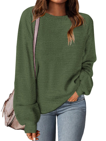 MEROKEETY Women's 2025 Fall Winter Oversized Pullover Sweater Trendy Crew Neck Long Sleeve Heathered Knit Jumper Tops