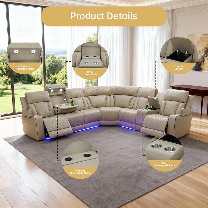 Power Reclining Leather Sectional Sofa