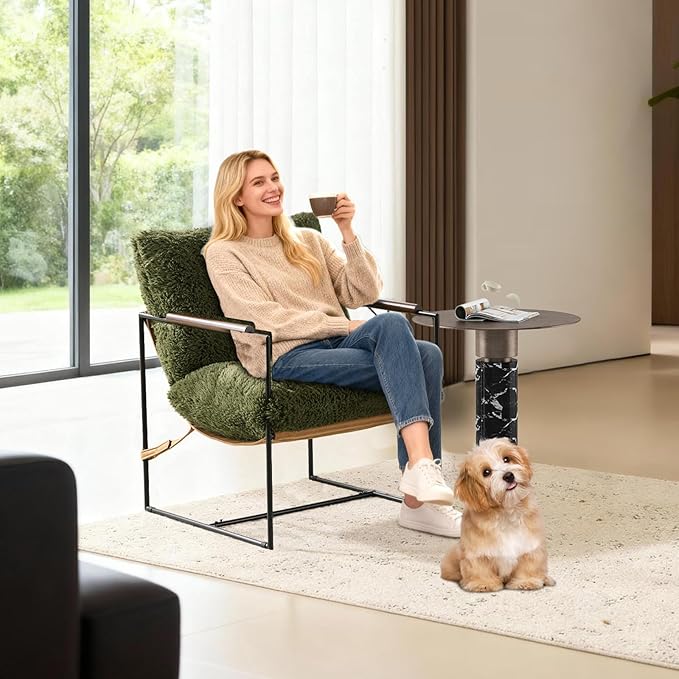 VINGLI 28" Wide Plush Upholstery Sling Modern Accent Chair