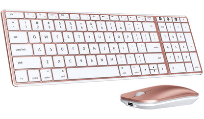 seenda Bluetooth Keyboard and Mouse for Mac, SKM64-2 Multi-Device Rechargeable Slim Wireless Keyboard Mouse Stainless Steel Full Size, Compatible with MacBook Pro/Air, iPad, Mac - Space Gray