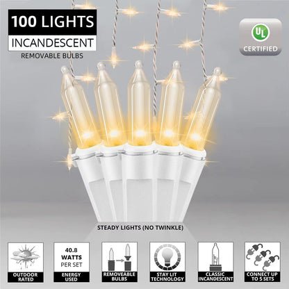 LAMPHOME 6.2FT 100 Clear Icicle Lights, White Wire, Indoor/Outdoor Christmas Holiday Lights
