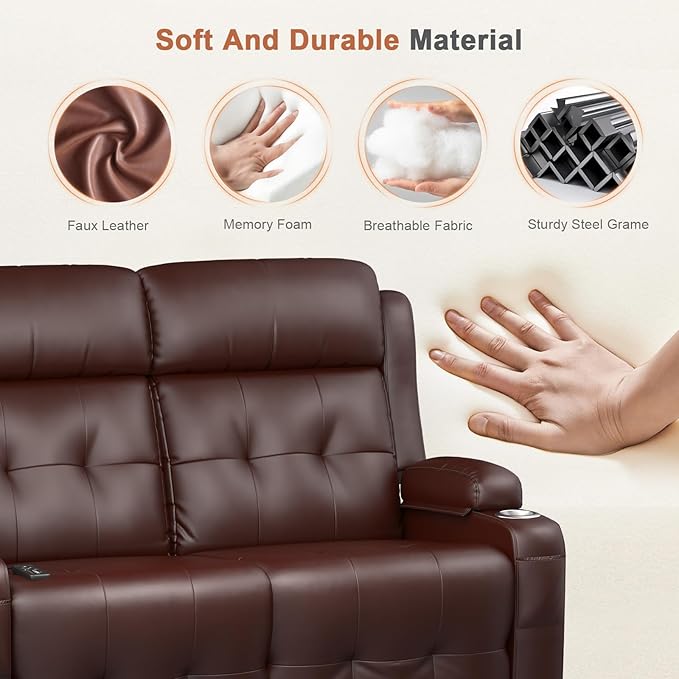 RV Loveseat Recliner Sofa, Wall Hugger Massage Reclining RV Couch