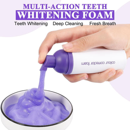 Purple Toothpaste for Teeth Whitening,Purple Teeth Whitening Kit,Tooth Stain Removal Colour Corrector