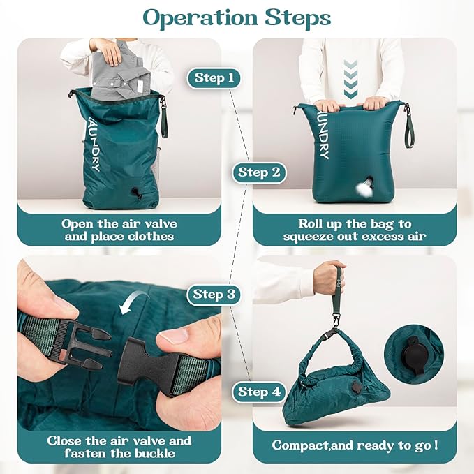Travel Laundry Bag, Vacuum Compression Dirty Clothes Travel Bag, Waterproof