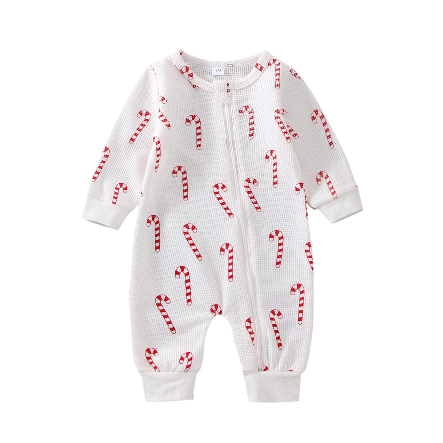 Twopumpkin Newborn Baby Girl Boy Christmas Outfit Plaid Long Sleeve Romper One Piece Zipper Jumpsuit Fall Winter Clothes (A-Santa gifts,6-12 Months)