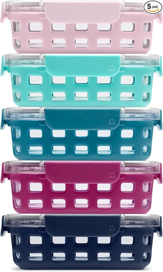 Ello Duraglass 3.4 Cup Meal Prep Sets 10Pc, 5 Pack Set- Glass Food Storage