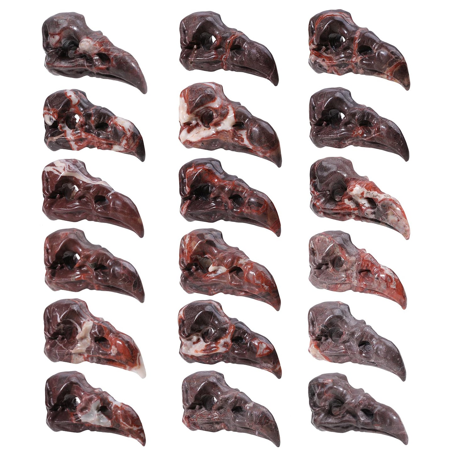 TUMBEELLUWA 3.15 Inch Carved Crystal Raven Head Skull Statue Natural Bloodstone Small Animal Figurines Gothic Desk Decor for Home Office