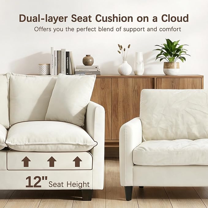 Loveseat Sofa, Comfy Chenille Small Couch