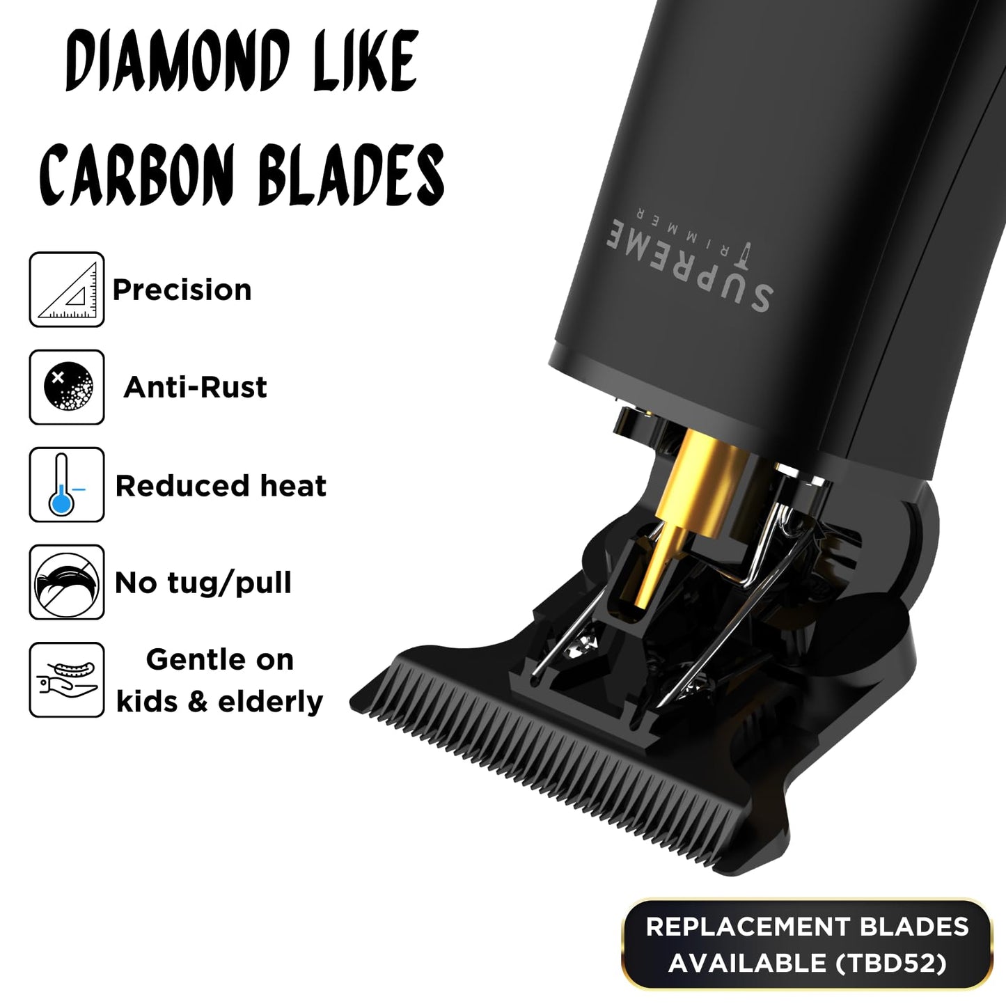 Supreme Trimmer T Shaper - Quiet Cordless Beard & Hair Trimmer for Men | 120 Min Runtime, Low Noise, Zero-Gap DLC Blade | Ideal for Sensitive Skin, Kids & Elderly | ST5206