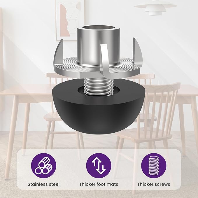 M8 Adjustable Furniture Leg, 304 Stainless Steel Furniture Feet, 8mm x 1.25