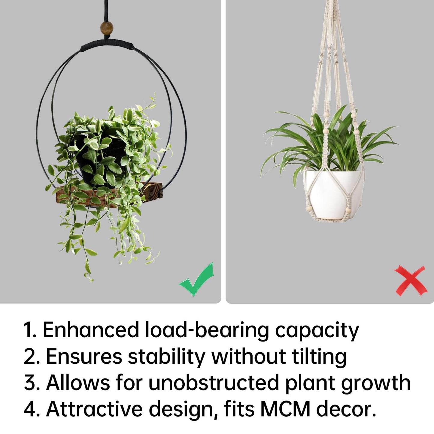 Adnkwolivt Hanging Planters for Indoor Plants - Plant Hanger Outdoor Pack of 2, Metal Plant Hanger Mid Century, Hanging Wall Ceiling Window, Gift for Mom, Plant Lovers, Housewarming