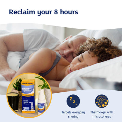 Snoreeze Anti-Snoring Throat Spray - Effective Snoring Aids for Men & Women - Fast Acting Lubricating Thermo Gel - Snore Stopper to Use with Mobile App - 23,5ml, 50 Nights Use