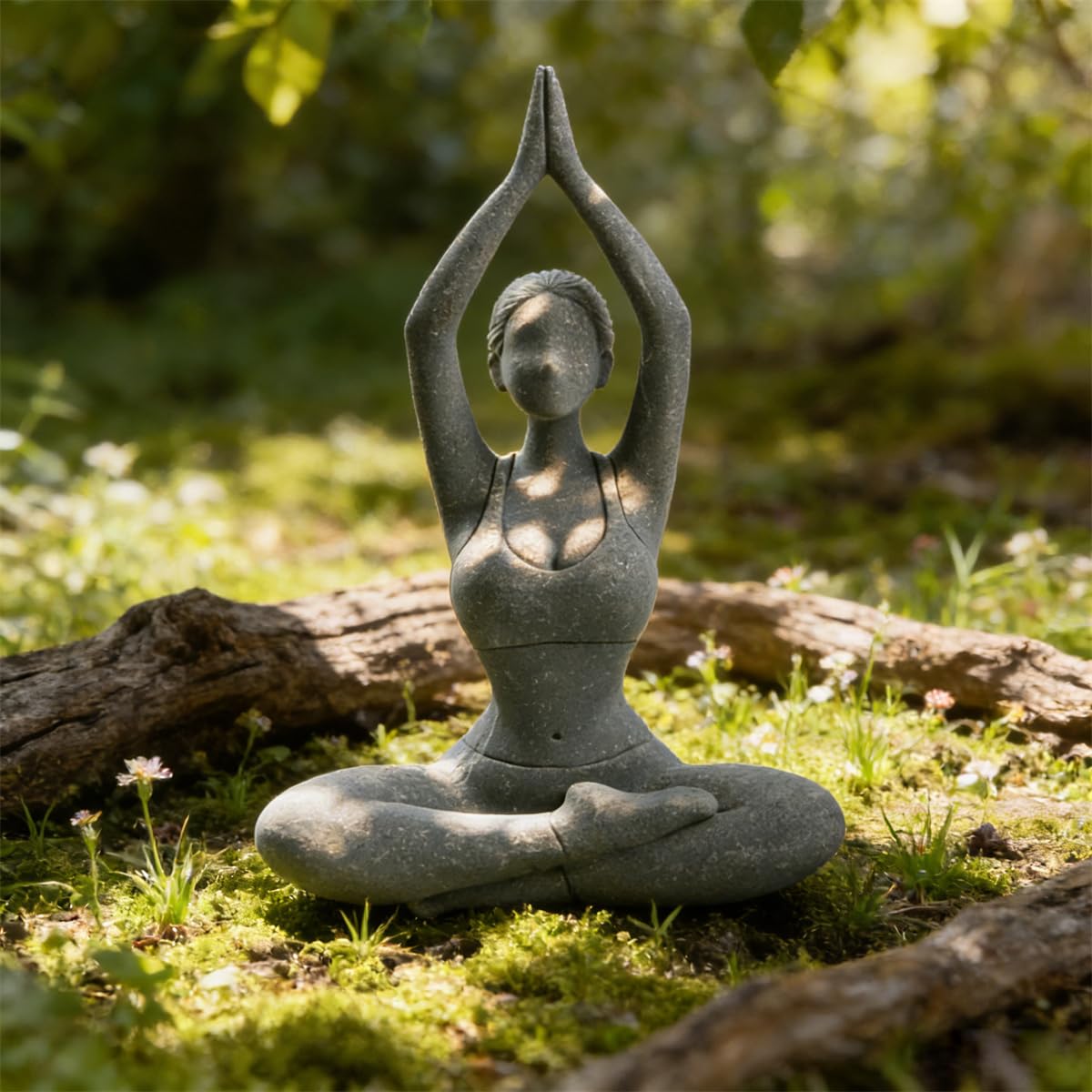 livelyfish Yoga Lady Statue Sandstone Yoga Pose Figure Meditation Women Collectible Figurines for Home Shelf Aquarium Fish Tank Decor (A-Style)