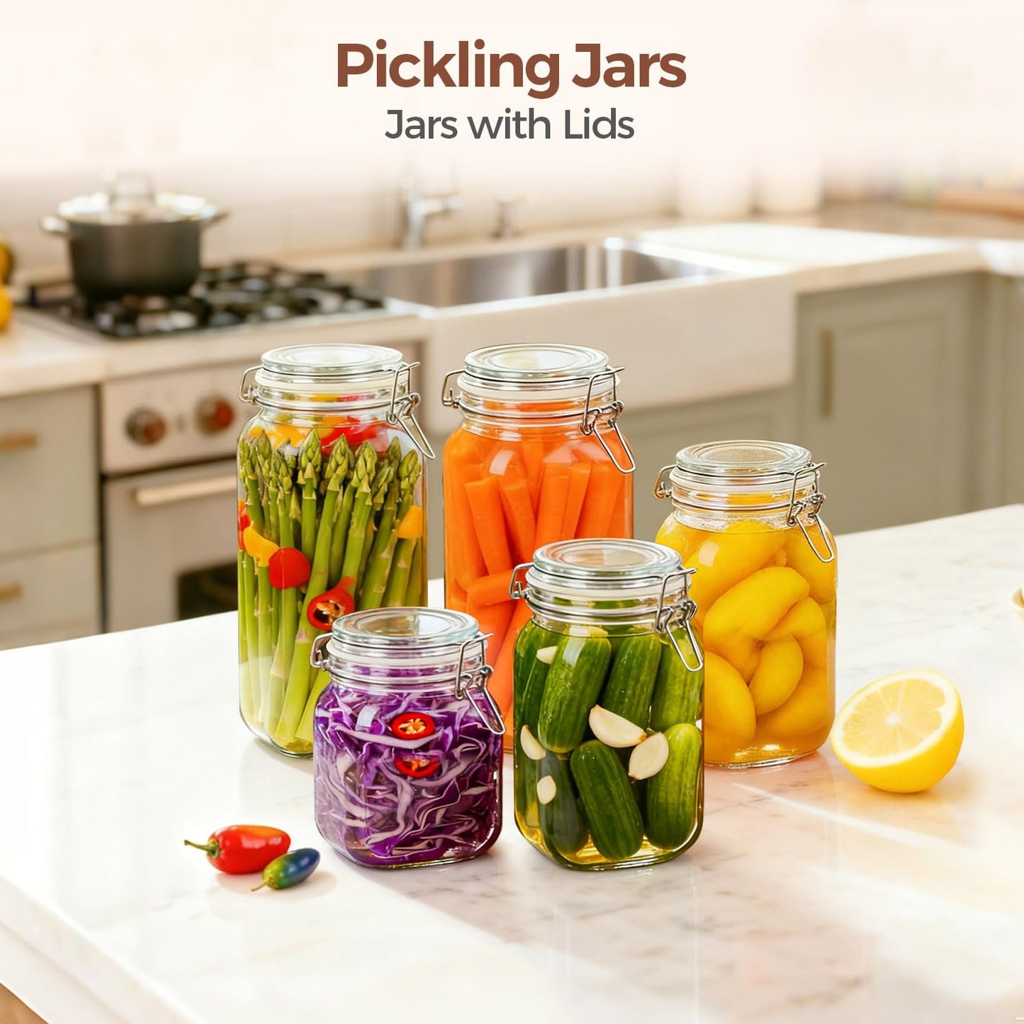 ComSaf 3-Pack 78oz Large Square Airtight Glass Jars for Bulk Food, Holds a 4lb Bag of Sugar or 5lb of Rice, Wide Mouth Canister for Flour, Coffee & Pantry Organization