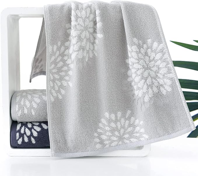 Pidada Hand Towels Set of 2 Hydrangea Floral Pattern 100% Cotton Absorbent Soft