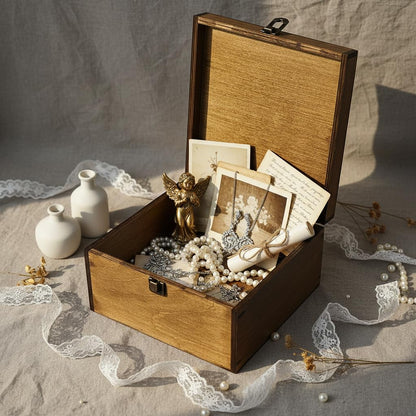 BeeGreeny Large Mr and Mrs Wooden Wedding Keepsake Box for Couples, 10"x10"x5" Wooden Memory Box with Lid, Wedding Gift Box for Bride and Groom, Bridal Shower, Anniversary Valentines Gift Ideas