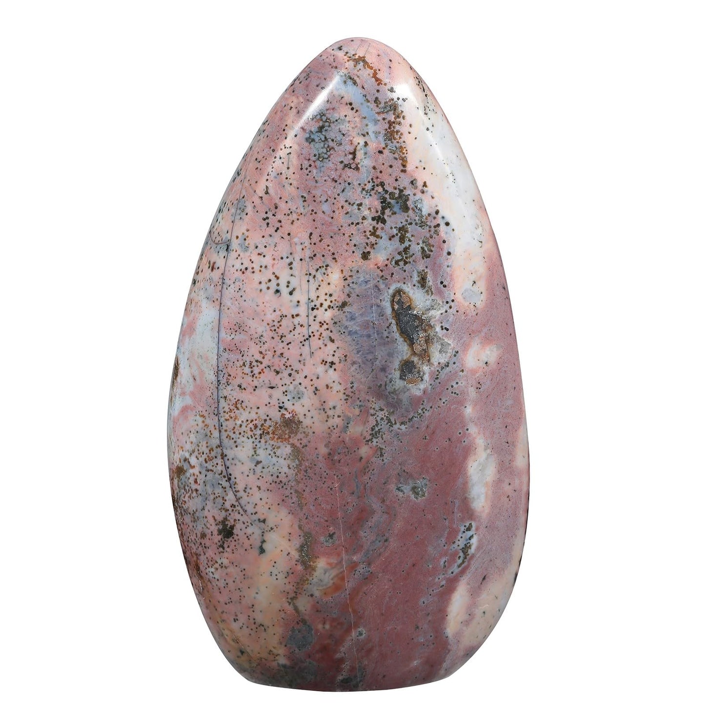 SUNYIK Irregular Ocean Jasper Stone Slab, Self-Standing Upright Ocean Jasper Plam Stone for Home Office Decor Meditation Relax, (0.5-1lb)