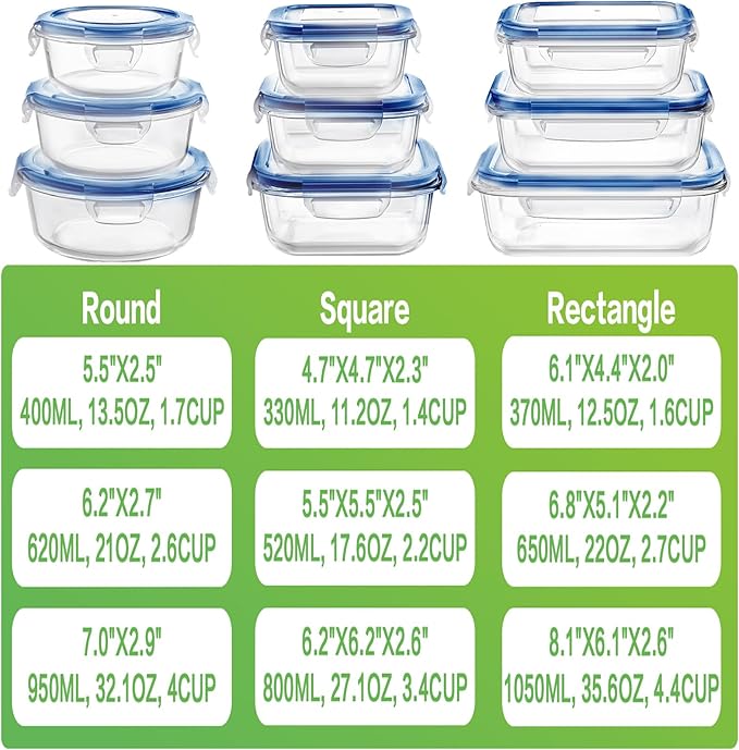 HOMBERKING Glass Food Storage Containers