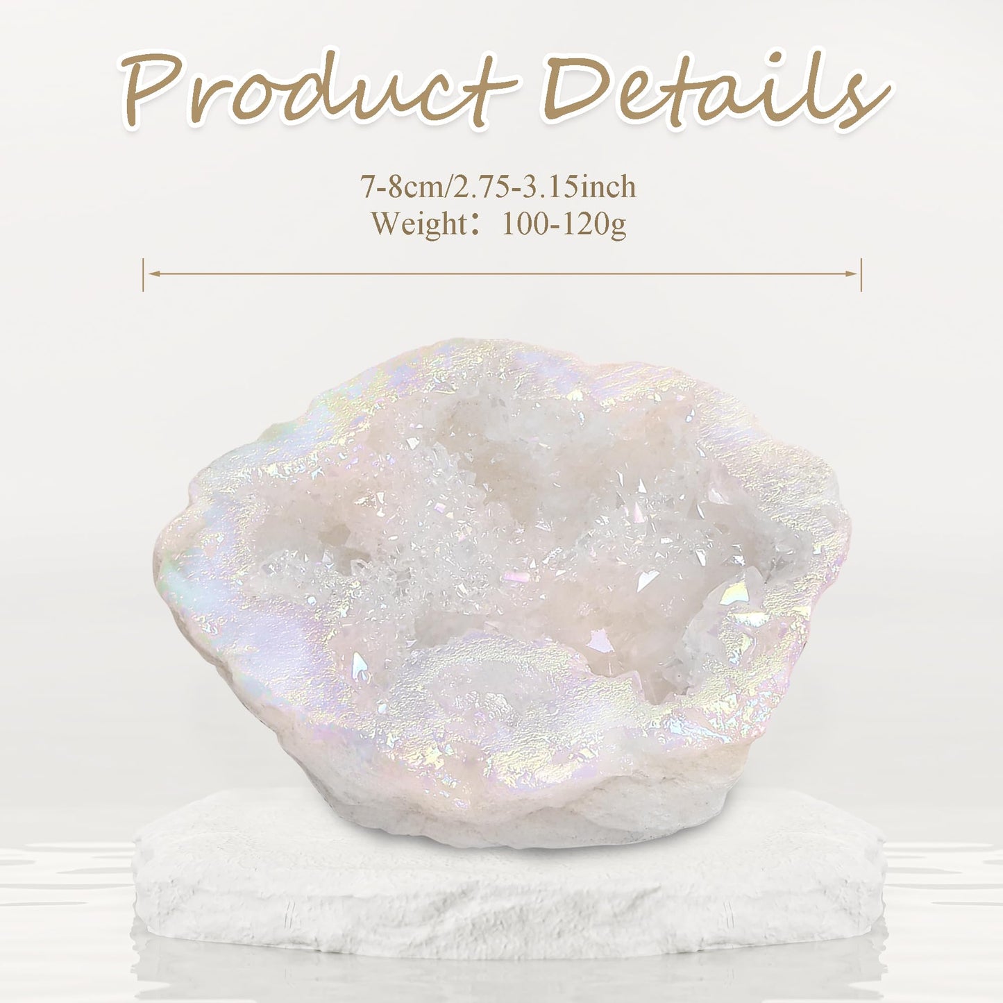 YATOJUZI Angel Aura Crystal Geode 2.75”-3.15" Large Rock Stone Raw Rocks Quartz Stones Healing Crystals Gemstones and Titanium Coated Big Mineral Geodes Energy Protection Reiki Decorations 1PCS